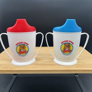 VTG Tommee Tippee Set Of 2 Sippy Cups With Lids 1980's